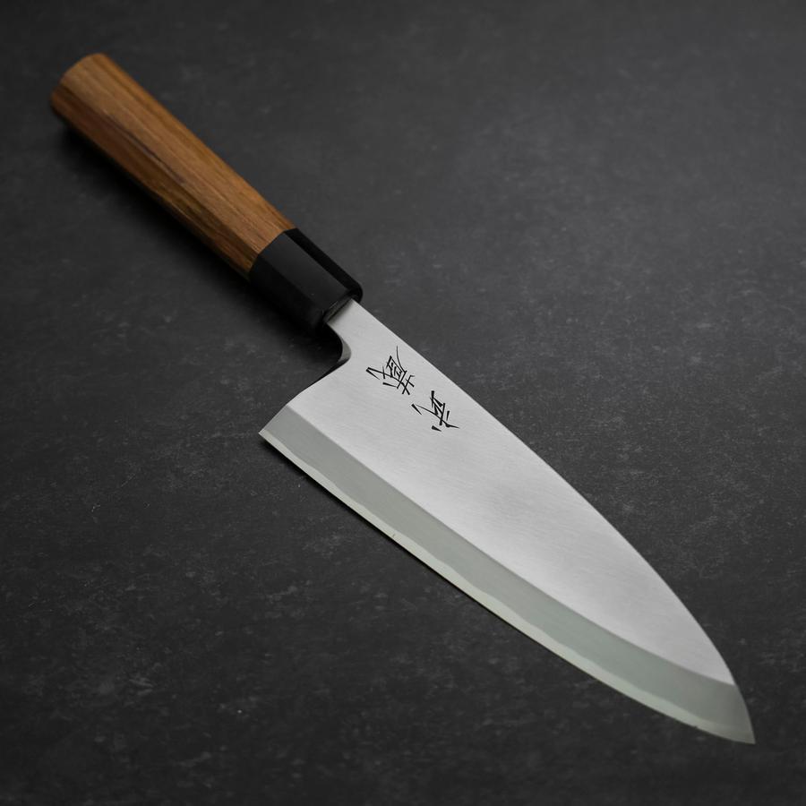 左白本霞片刃牛刀(卸出刃ベース)210mm 水牛八角柄 Deba-White-Steel-2-Kasumi-