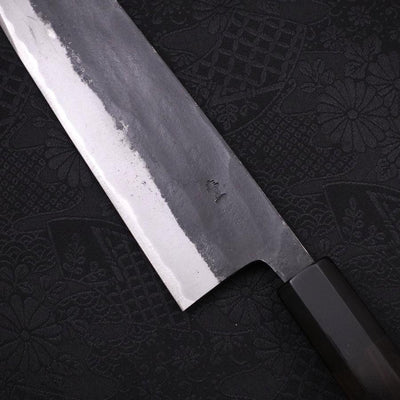 Gyuto Blue steel #1 Kurouchi Buffalo Ebony Handle 210mm-Blue steel #1-Kurouchi-Japanese Handle-[Musashi]-[Japanese-Kitchen-Knives]