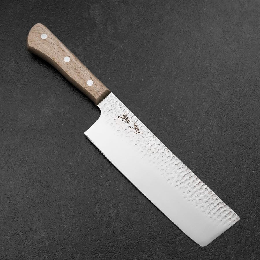 骨切り包丁 波模様鋼 20cm 木製ハンドル約６００g有ります 菜切包丁 AUS-6 槌目 洋風柄 170mm – MUSASHI
