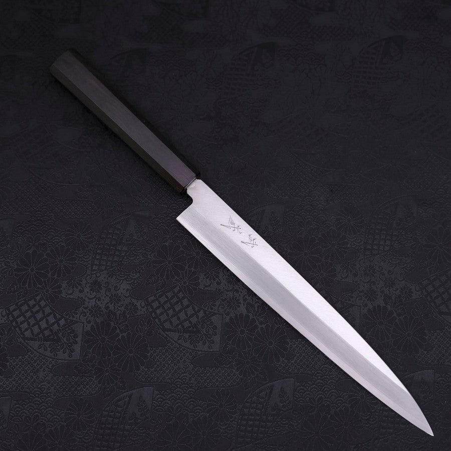 柳刃 片刃 AUS-10 磨き 黒檀 柄 240mm – MUSASHI
