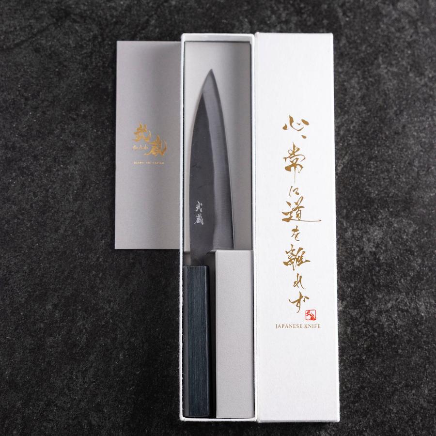 Ajikiri Blue Steel #1 Kurouchi Dark Blue Urushi Handle 145mm (5.7