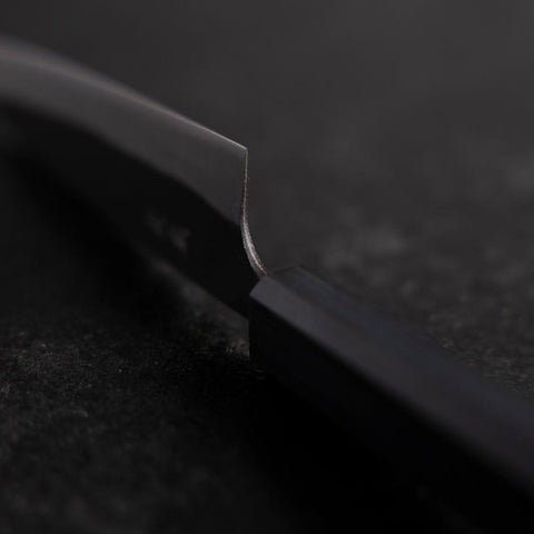 Ajikiri Blue Steel #1 Kurouchi Dark Blue Urushi Handle 145mm-[Musashi]-[Japanese-Kitchen-Knives]