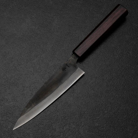Ajikiri Blue Steel #1 Kurouchi Purple Urushi Handle 145mm-[Musashi]-[Japanese-Kitchen-Knives]