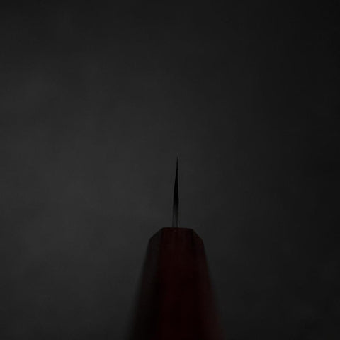 Ajikiri Blue Steel #1 Kurouchi Purple Urushi Handle 145mm-[Musashi]-[Japanese-Kitchen-Knives]