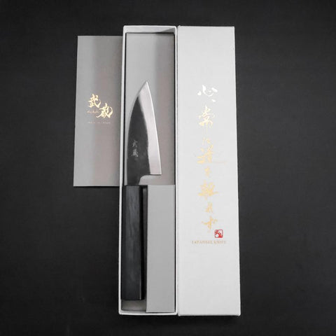Ajikiri Blue Steel #2 Kurouchi Blue Urushi Handle 105mm-[Musashi]-[Japanese-Kitchen-Knives]