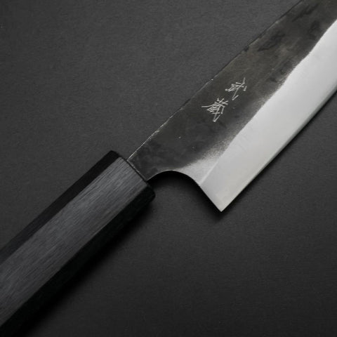 Ajikiri Blue Steel #2 Kurouchi Dark Blue Urushi Handle 145mm (5.7”)-[Musashi]-[Japanese-Kitchen-Knives]