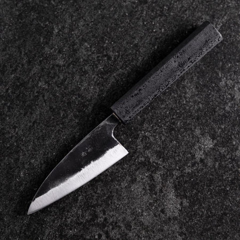 Ajikiri White Steel #2 Kurouchi Black Ishime Urushi Handle 105mm-[Musashi]-[Japanese-Kitchen-Knives]