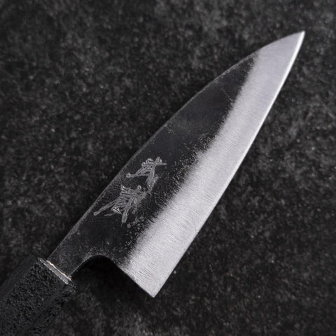 Ajikiri White Steel #2 Kurouchi Black Ishime Urushi Handle 105mm-[Musashi]-[Japanese-Kitchen-Knives]