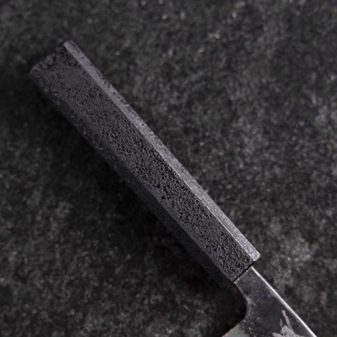 Ajikiri White Steel #2 Kurouchi Black Ishime Urushi Handle 105mm-[Musashi]-[Japanese-Kitchen-Knives]