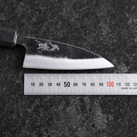 Ajikiri White Steel #2 Kurouchi Black Ishime Urushi Handle 105mm-[Musashi]-[Japanese-Kitchen-Knives]