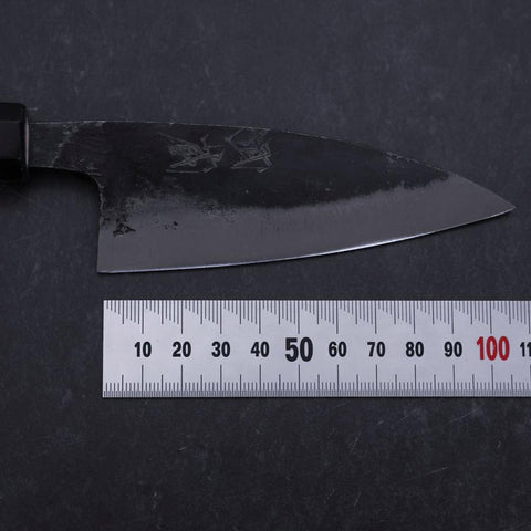 Ajikiri White Steel #2 Kurouchi Buffalo Magnolia Handle 105mm (4.1”)-[Musashi]-[Japanese-Kitchen-Knives]