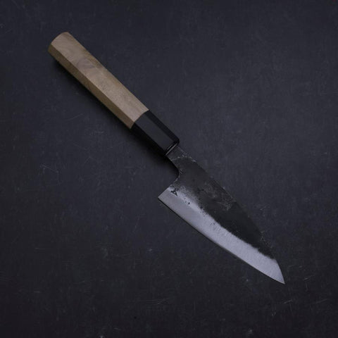 Ajikiri White Steel #2 Kurouchi Buffalo Magnolia Handle 105mm (4.1”)-[Musashi]-[Japanese-Kitchen-Knives]
