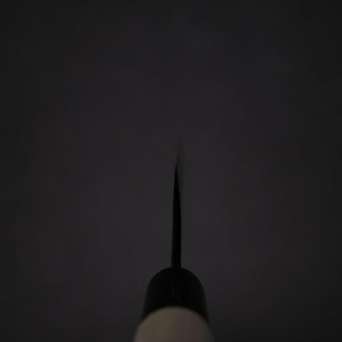 Ajikiri White Steel #2 Kurouchi Buffalo Magnolia Round Handle 105mm-[Musashi]-[Japanese-Kitchen-Knives]