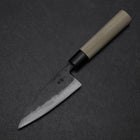 Ajikiri White Steel #2 Kurouchi Magnolia Round Handle 105mm (4.1”)-[Musashi]-[Japanese-Kitchen-Knives]