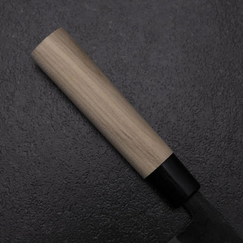 Ajikiri White Steel #2 Kurouchi Magnolia Round Handle 105mm (4.1”)-[Musashi]-[Japanese-Kitchen-Knives]