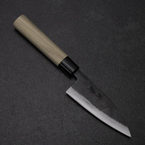 Ajikiri White Steel #2 Kurouchi Magnolia Round Handle 105mm (4.1”)-[Musashi]-[Japanese-Kitchen-Knives]