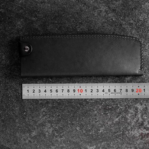 Black Leather Sheath for Nakiri Knife 180mm (7”)-[Musashi]-[Japanese-Kitchen-Knives]