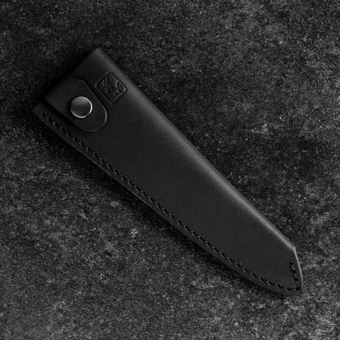 Black Leather Sheath for Petty Knife 150mm (5.9”)-[Musashi]-[Japanese-Kitchen-Knives]