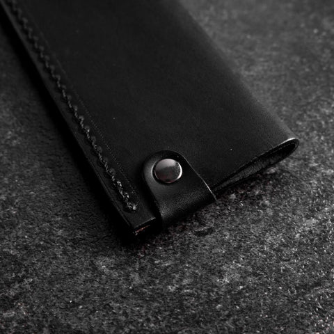 Black Leather Sheath for Santoku / Bunka Knife 180mm (7”)-[Musashi]-[Japanese-Kitchen-Knives]
