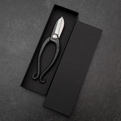 Black Musashi Flower Scissors Blue Steel #2 Undercuts Forged Handmade 165mm-[Musashi]-[Japanese-Kitchen-Knives]