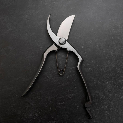 Black Musashi Pruning Shears / Garden Scissors A Type Damascus Forged Handmade 200mm (7.9”)-[Musashi]-[Japanese-Kitchen-Knives]