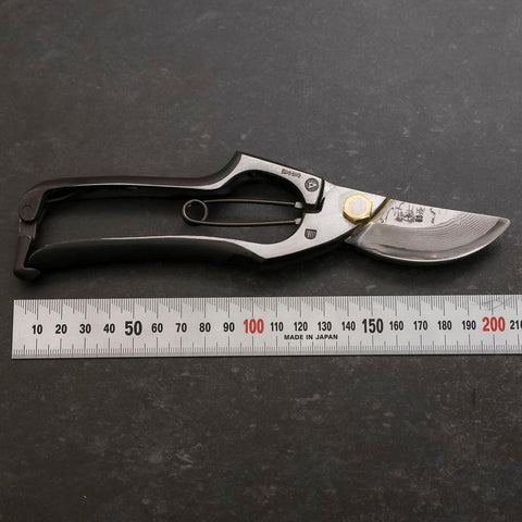 Black Musashi Pruning Shears / Garden Scissors A Type Damascus Forged Handmade 200mm (7.9”)-[Musashi]-[Japanese-Kitchen-Knives]