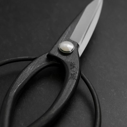 Black Musashi Ueki Pruning Shears / Garden Scissors Round Blue Steel #2 Forged Handmade 200mm (7.9”)-[Musashi]-[Japanese-Kitchen-Knives]