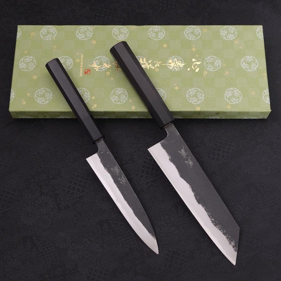 Blue #1 Kurouchi Bunka/Petty Set Traditional Washi Gift Wrapping-Green-Blue steel #1-Kurouchi-[Musashi]-[Japanese-Kitchen-Knives]