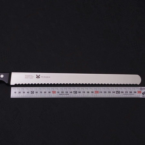 Bread knife Molybdenum Polished Western Handle 300mm (11.8”)-[Musashi]-[Japanese-Kitchen-Knives]