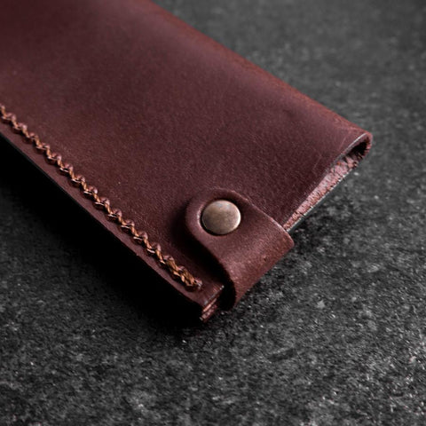 Brown Leather Sheath for Santoku / Bunka Knife 180mm (7”)-[Musashi]-[Japanese-Kitchen-Knives]