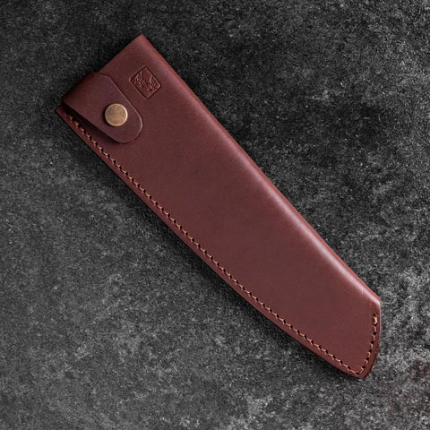 Brown Leather Sheath for Santoku / Bunka Knife 180mm (7”)-[Musashi]-[Japanese-Kitchen-Knives]