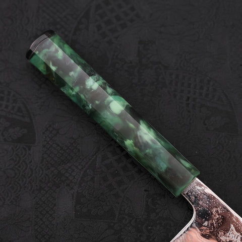 Bunka AUS-10 Nashiji Damascus Mirror Ocean Green Handle 170mm (6.7”)-[Musashi]-[Japanese-Kitchen-Knives]