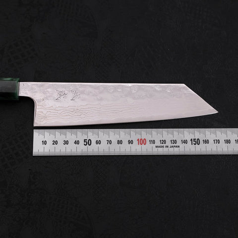 Bunka AUS-10 Nashiji Damascus Mirror Ocean Green Handle 170mm (6.7”)-[Musashi]-[Japanese-Kitchen-Knives]