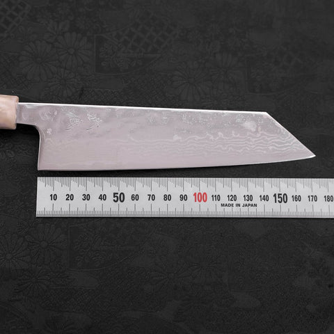 Bunka AUS-10 Nashiji Damascus Mirror Ocean White Blue Handle 170mm (6.7”)-[Musashi]-[Japanese-Kitchen-Knives]