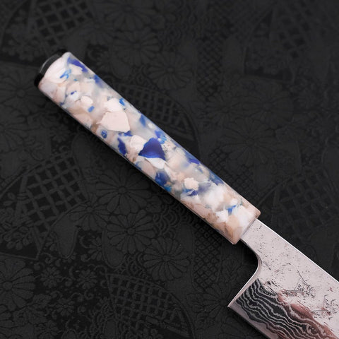 Bunka AUS-10 Nashiji Damascus Mirror Ocean White Mix Handle 170mm (6.7”)-[Musashi]-[Japanese-Kitchen-Knives]