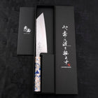 Bunka AUS-10 Nashiji Damascus Mirror Ocean White Mix Handle 170mm (6.7”)-[Musashi]-[Japanese-Kitchen-Knives]