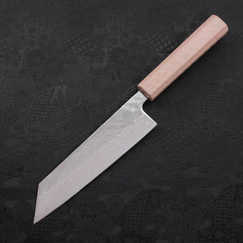 Bunka AUS-10 Nashiji Damascus Mirror White Urushi Handle 170mm (6.7”)-[Musashi]-[Japanese-Kitchen-Knives]