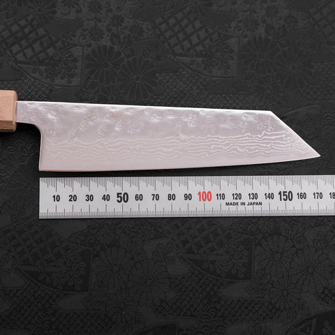 Bunka AUS-10 Nashiji Damascus Mirror White Urushi Handle 170mm (6.7”)-[Musashi]-[Japanese-Kitchen-Knives]