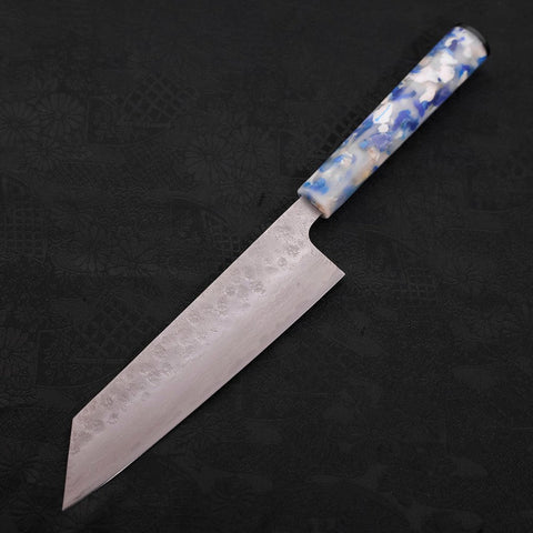 Bunka AUS-10 Nashiji Damascus Ocean Blue-White Mix Handle 170mm (6.7”)-[Musashi]-[Japanese-Kitchen-Knives]