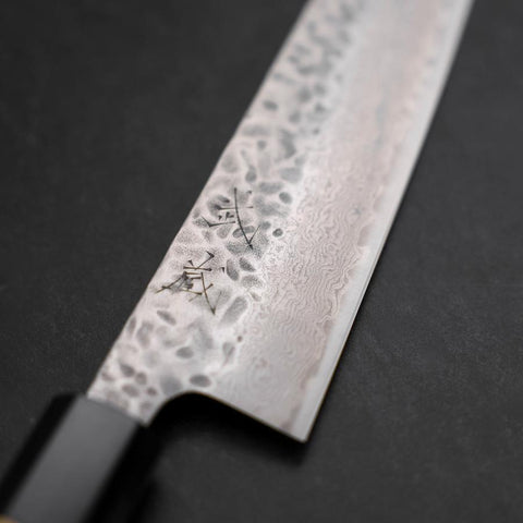 Bunka AUS-10 Tsuchime Damascus Buffalo Magnolia Handle 170mm (6.7”)-[Musashi]-[Japanese-Kitchen-Knives]