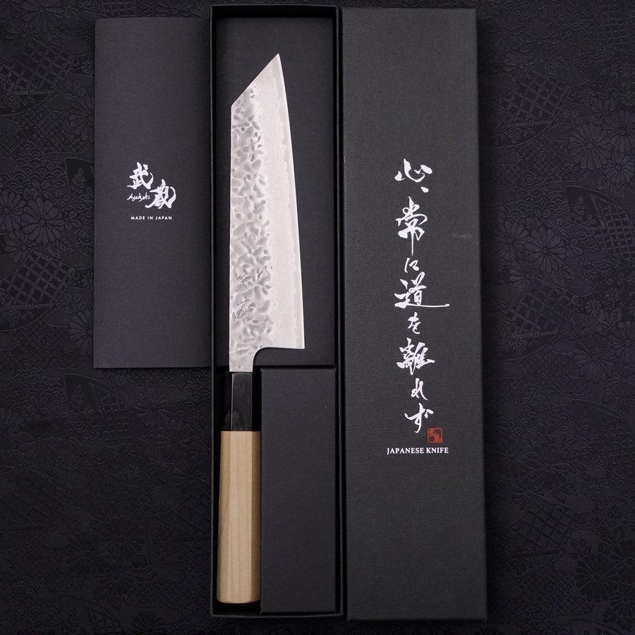 Bunka AUS-10 Tsuchime Damascus Buffalo Magnolia Handle 170mm-AUS-10-Damascus-Japanese Handle-[Musashi]-[Japanese-Kitchen-Knives]