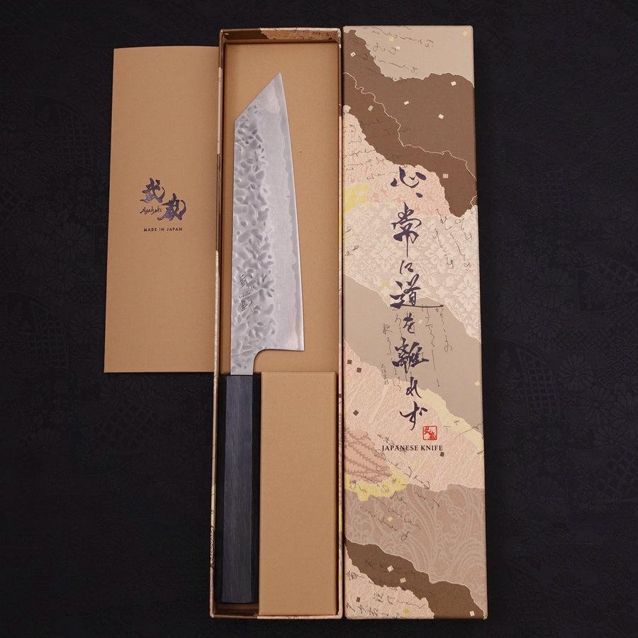 Bunka AUS-10 Tsuchime Damascus Dark-Blue Urushi Handle 170mm-AUS-10-Damascus-Japanese Handle-[Musashi]-[Japanese-Kitchen-Knives]