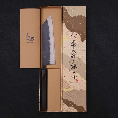 Bunka Aogami-Super Kurouchi Buffalo Ebony Handle 165mm-Aogami Super-Kurouchi-Japanese Handle-[Musashi]-[Japanese-Kitchen-Knives]