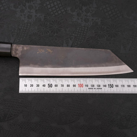 Bunka Blue Steel #1 Kurouchi Stainless Clad Buffalo Magnolia Handle 190mm (7.5”)-[Musashi]-[Japanese-Kitchen-Knives]