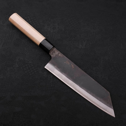 Bunka Blue Steel #1 Kurouchi Stainless Clad Buffalo Magnolia Handle 190mm (7.5”)-[Musashi]-[Japanese-Kitchen-Knives]