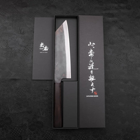 Bunka Blue Steel #1 Kurouchi Stainless Clad Ebony Handle 190mm (7.5”)-[Musashi]-[Japanese-Kitchen-Knives]