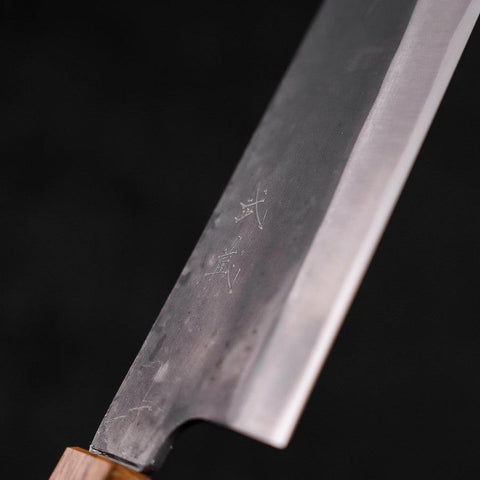 Bunka Blue Steel #1 Kurouchi Stainless Clad Oak Handle 190mm (7.5”)-[Musashi]-[Japanese-Kitchen-Knives]