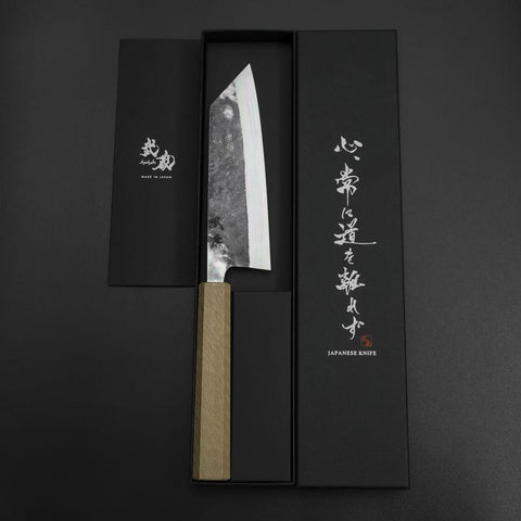 Bunka Blue Steel #1 Kurouchi White Urushi Handle 170mm-[Musashi]-[Japanese-Kitchen-Knives]