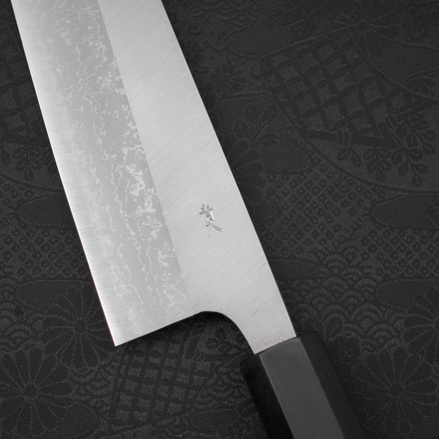 Bunka Blue Steel #2 Damascus Buffalo Ebony Handle 165mm (6.5