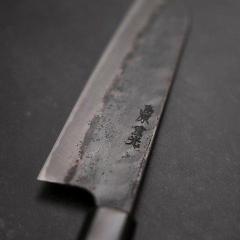 Bunka Blue Steel #2 Kurouchi Buffalo Teak Handle 165mm (6.5”)-[Musashi]-[Japanese-Kitchen-Knives]